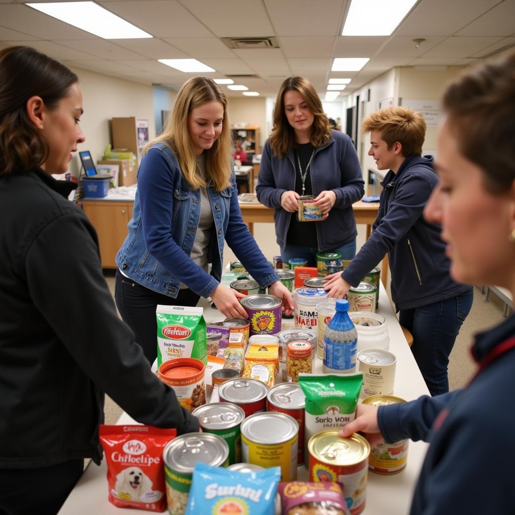 Volunteers distributing pet food at the Michigan Humane Society Pet Pantry