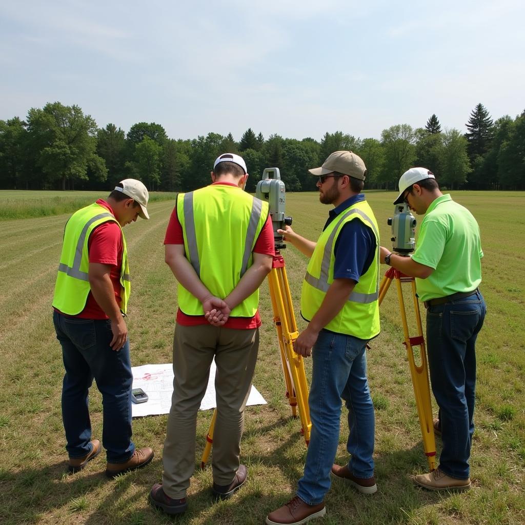 Michigan Surveyors Conducting Land Survey