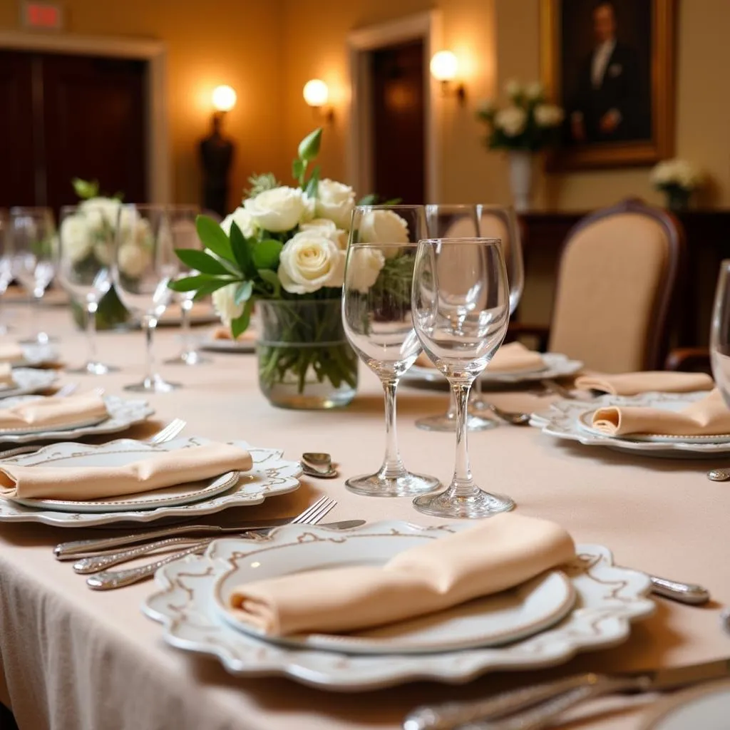 Milwaukee Historical Society wedding reception table setting and decor