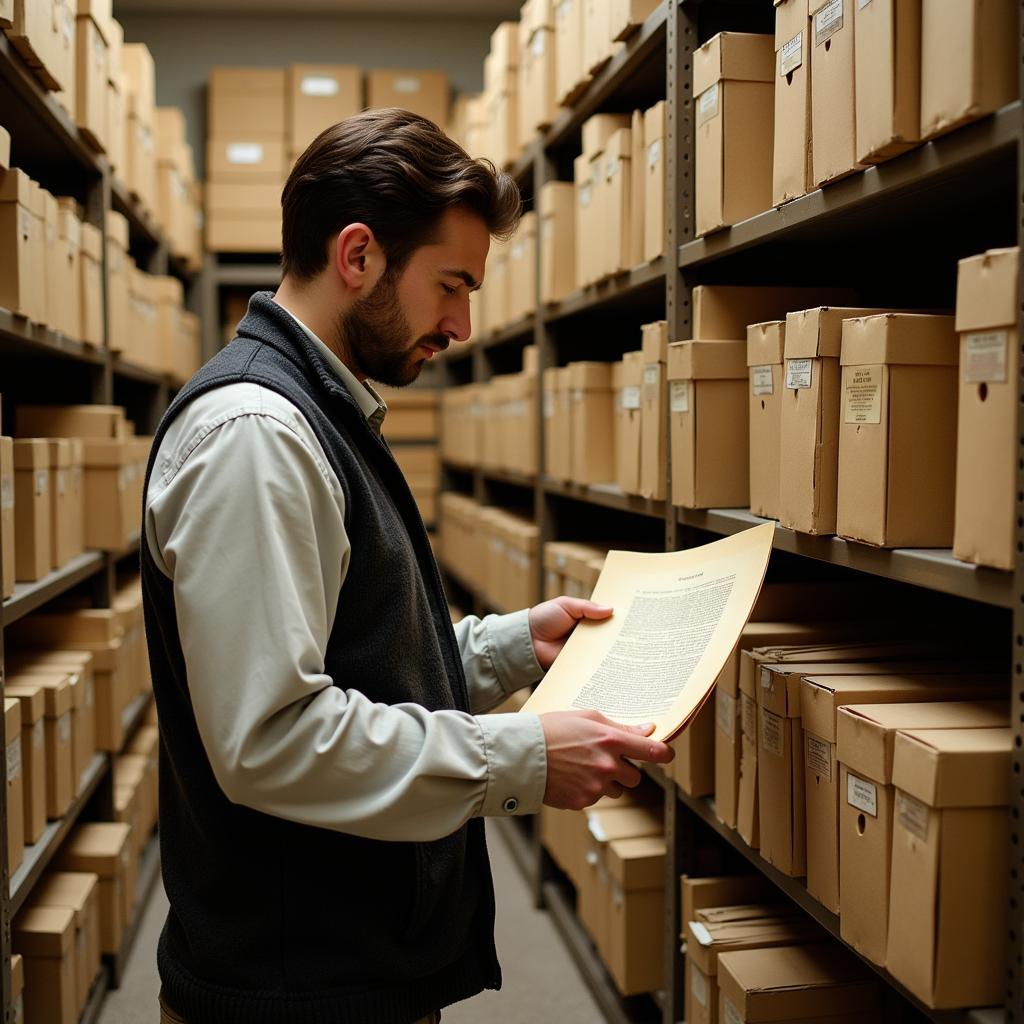 Minnesota Historical Society Archivist Examining Documents