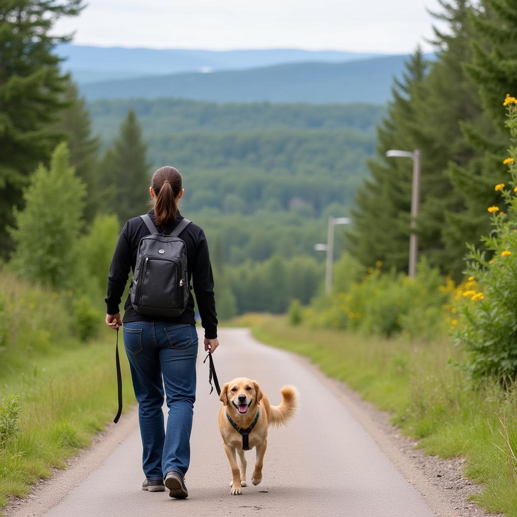 Minocqua Humane Society Volunteer Walking a Dog