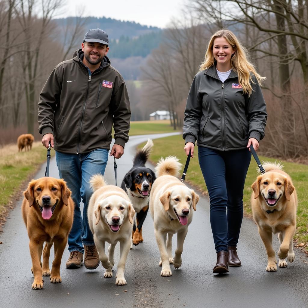 Volunteers Walking Dogs at Mohawk Hudson Humane Society, Menands