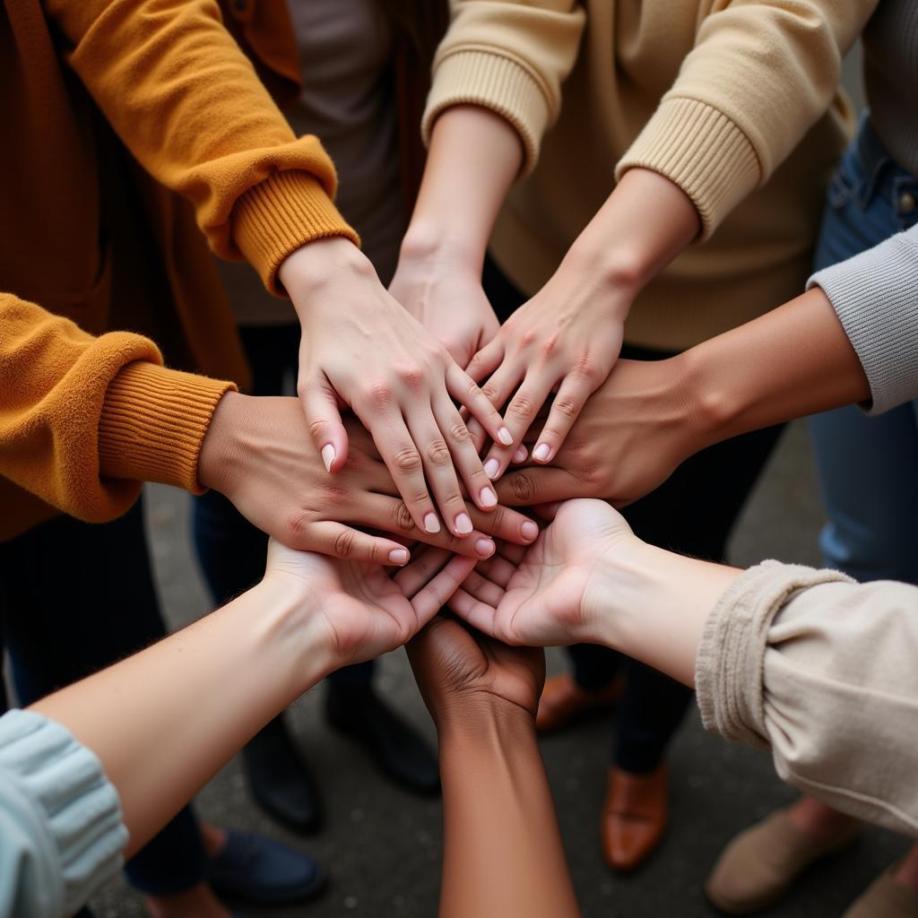 Mothers from diverse backgrounds holding hands