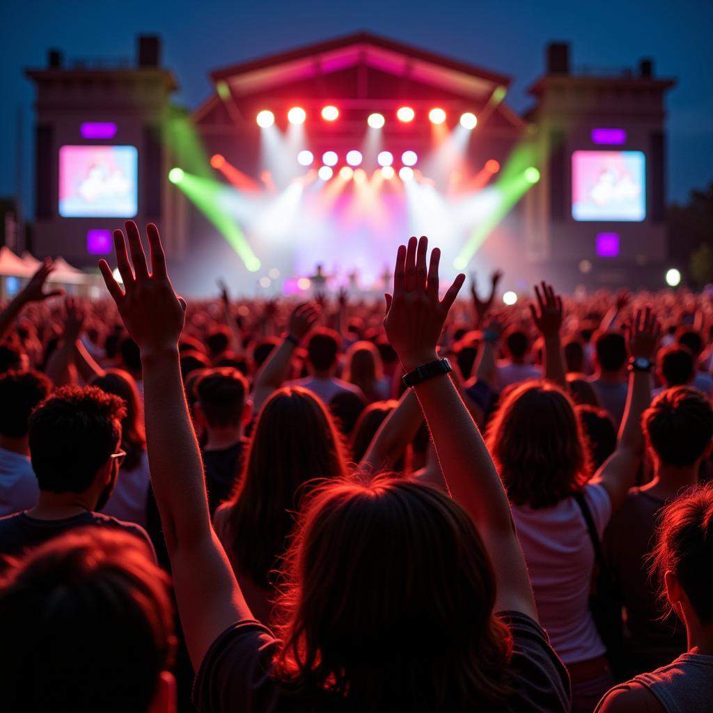 People Uniting at a Music Festival