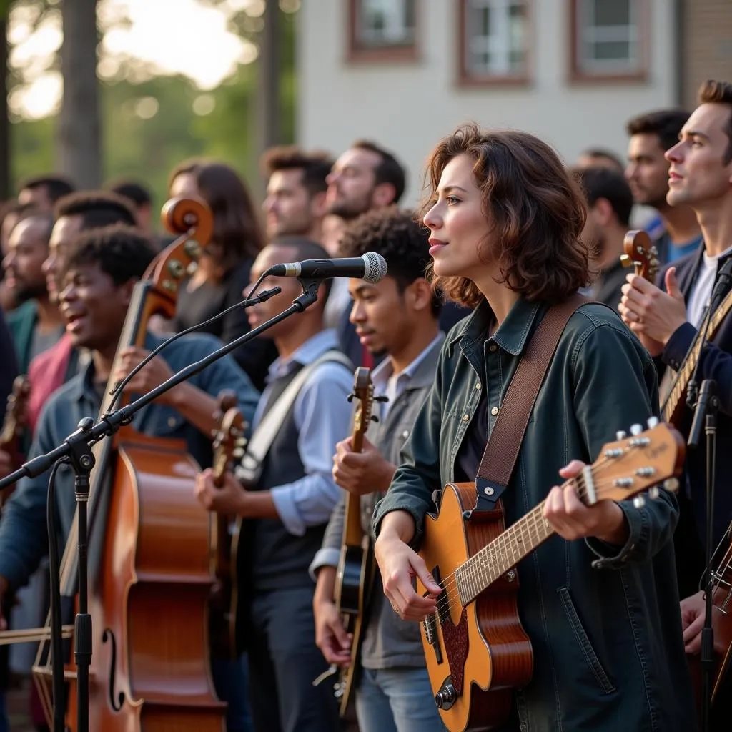 Musicians Performing at a Peace Rally