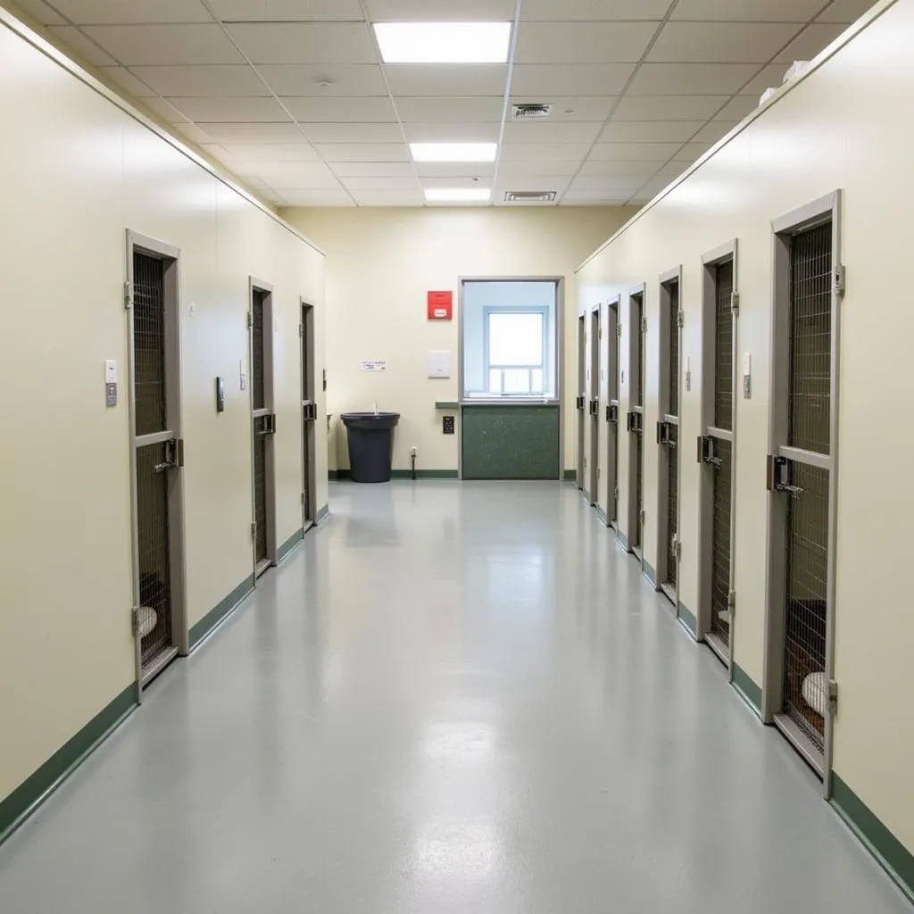 Spacious and bright adoption kennels at the Naperville Area Humane Society.