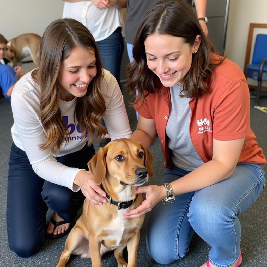 Happy Family Adopting a Dog at a Nassau Humane Society Event