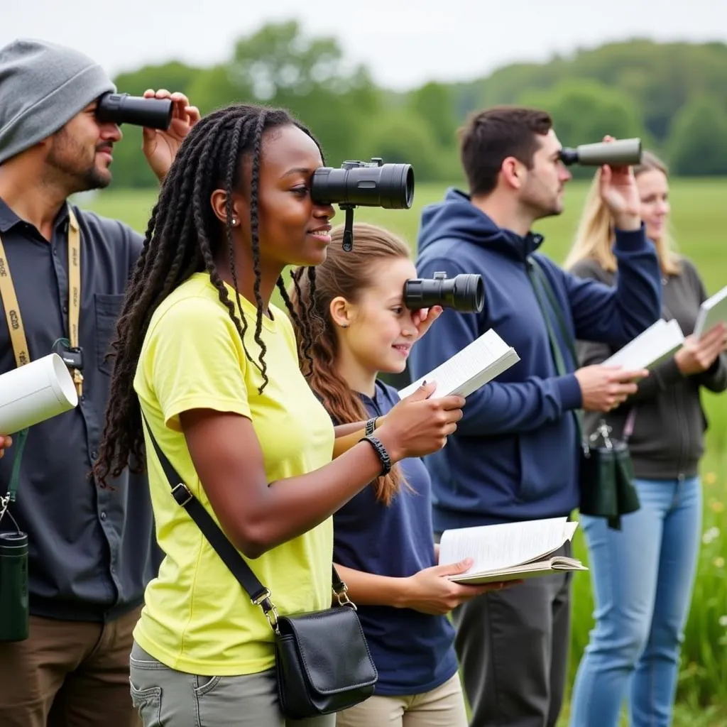 National Audubon Society members birdwatching