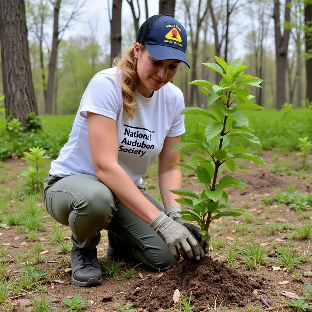 National Audubon Society Volunteer Planting Trees