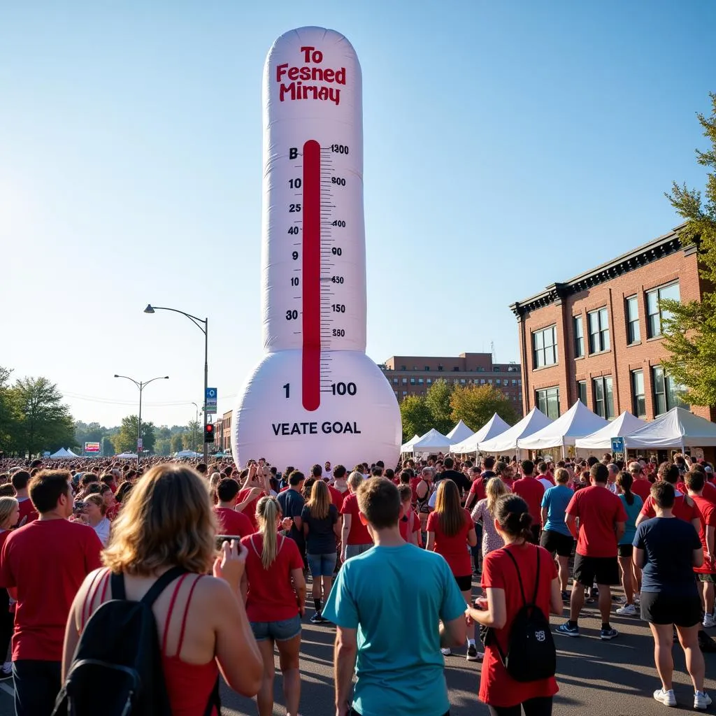 Fundraising thermometer at a National Brain Tumor Society Walk event