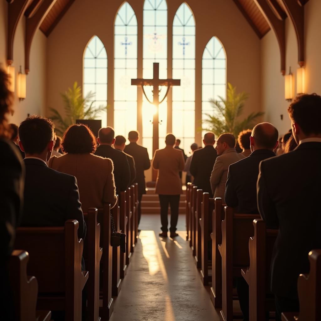  A serene memorial service taking place in the beautifully designed chapel of the National Cremation Society in Clearwater.