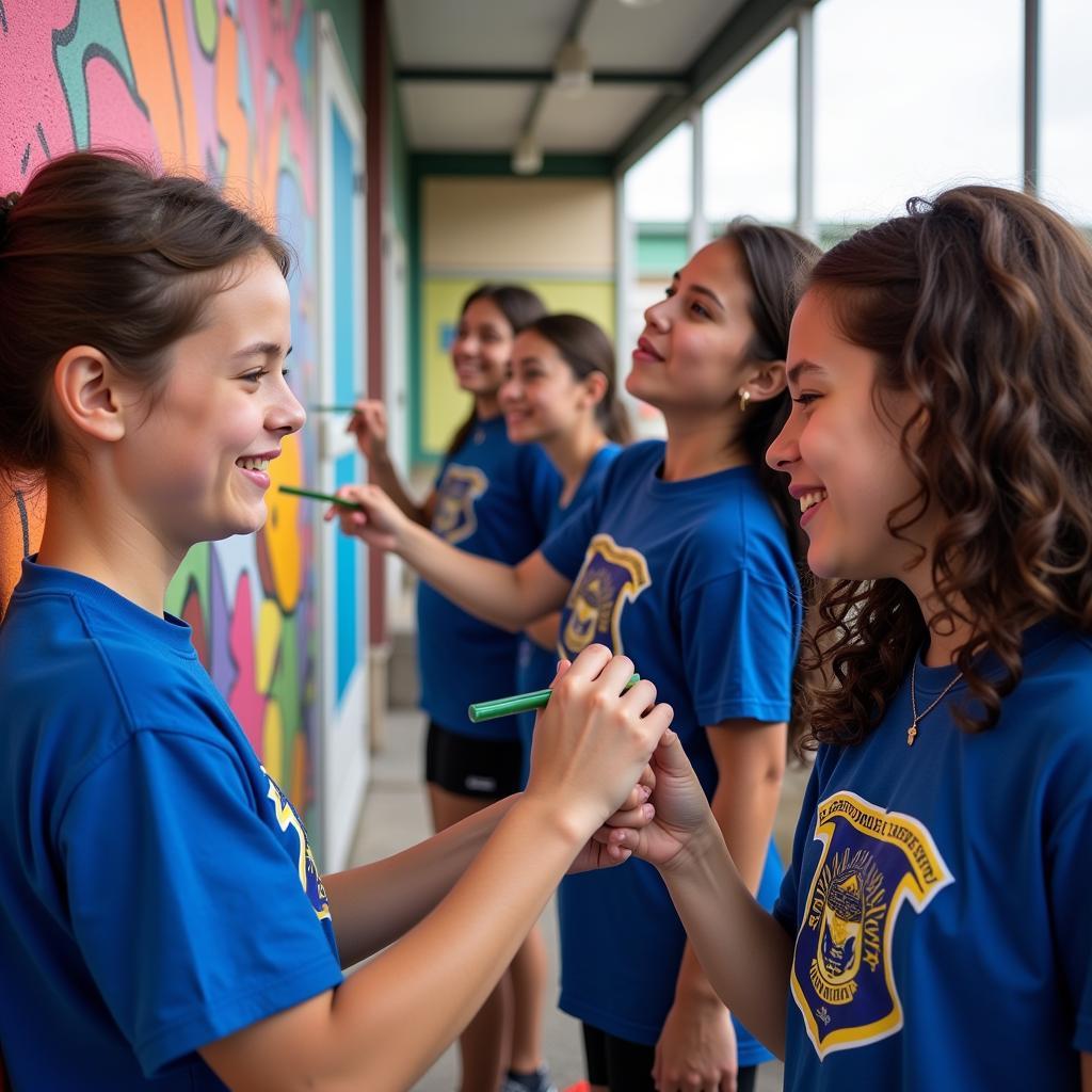 Members of the national honor society participate in a community service project