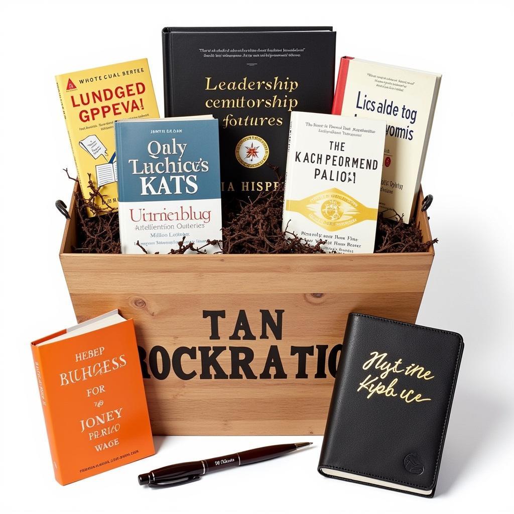 Gift basket filled with books and motivational items