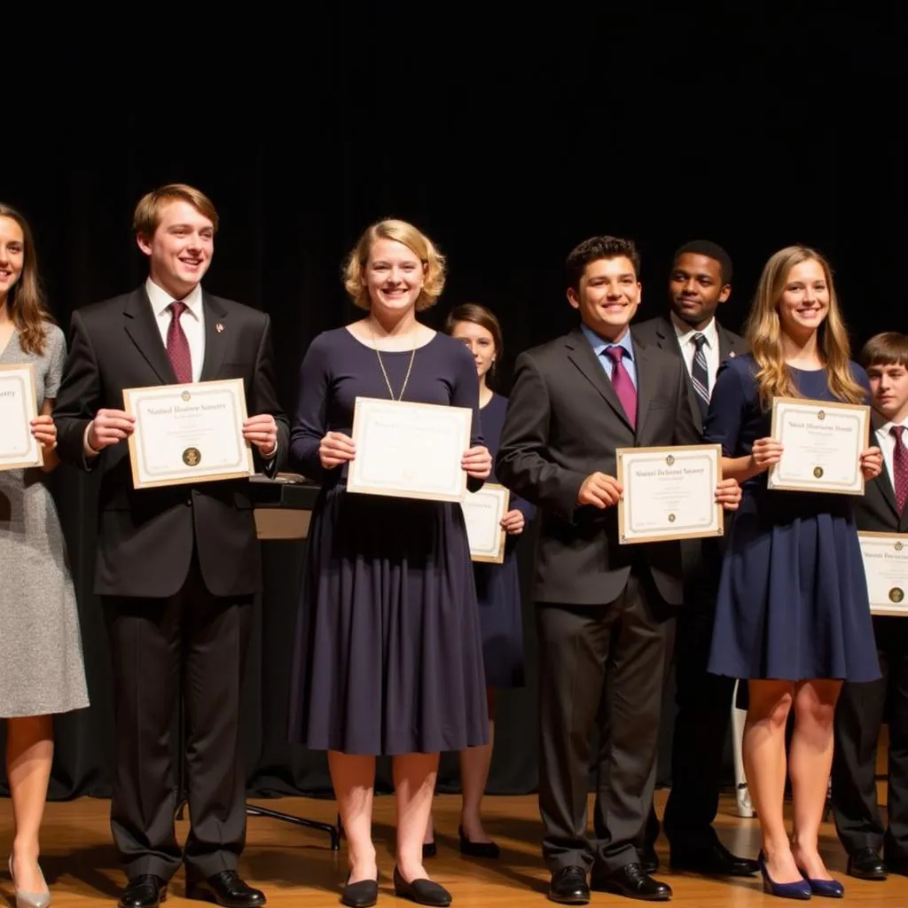 Students participating in the National Honor Society induction ceremony