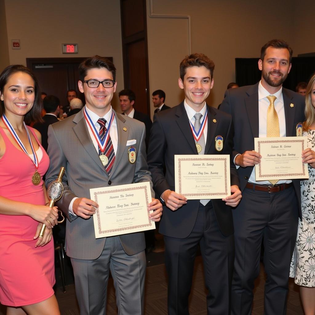 National Honor Society induction ceremony with students receiving awards and recognition