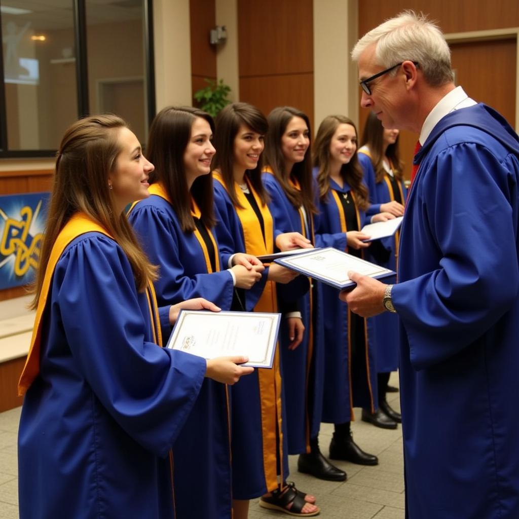 Students Participating in a NHS Induction Ceremony