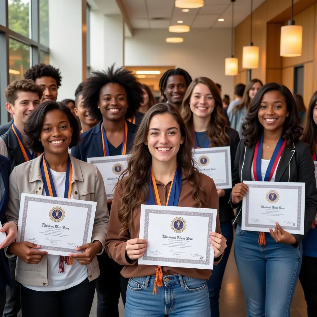 Students celebrating their induction into the National Honor Society