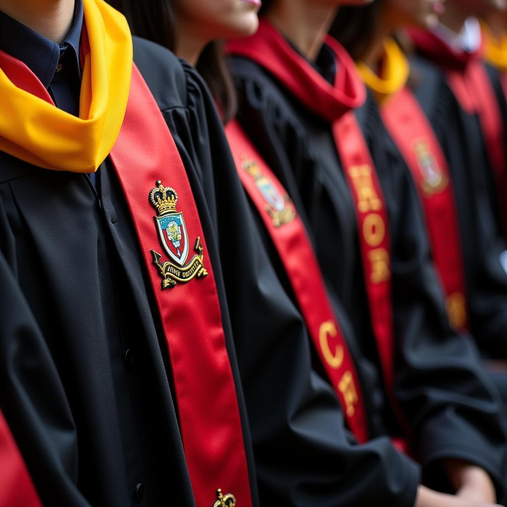 Students wearing national honor society stoles at graduation