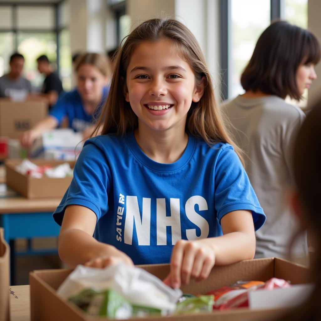 Student participating in National Honor Society volunteer event