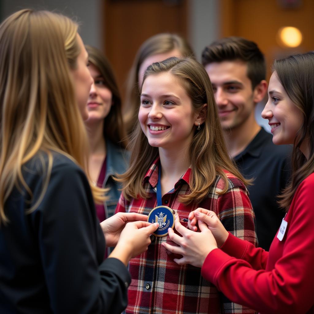 Student Receiving National Honor Society Pin