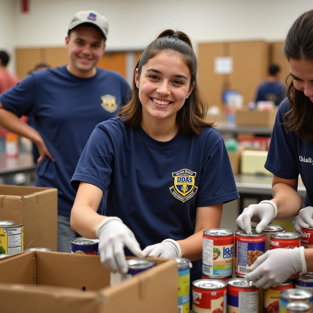 National Honor Society member volunteering at a local food bank