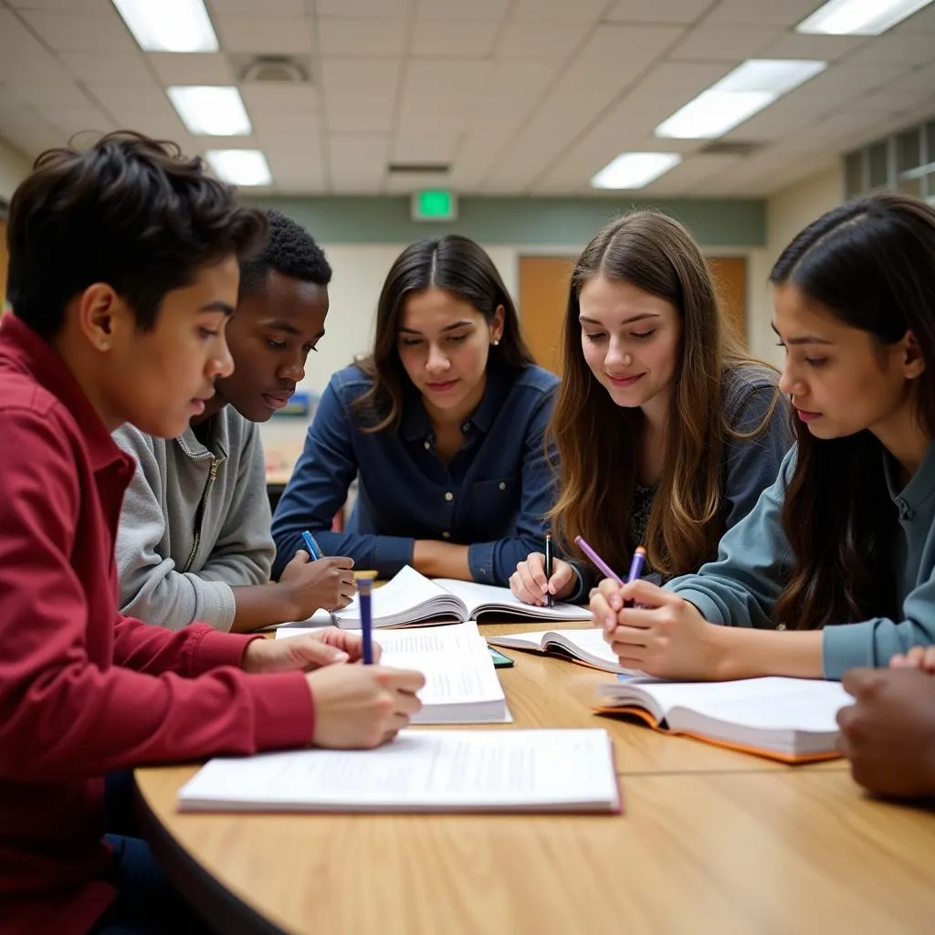 Students studying together for National Honor Society