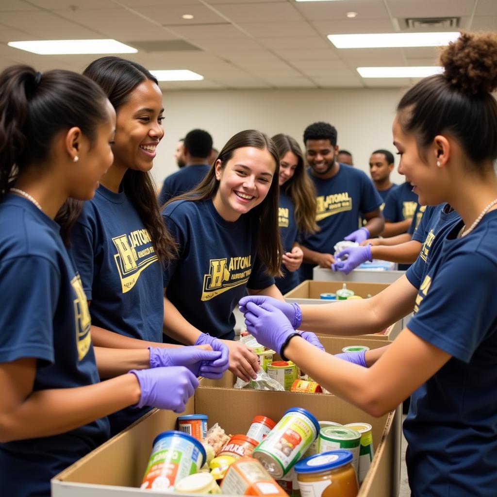 Students volunteering at a local food bank