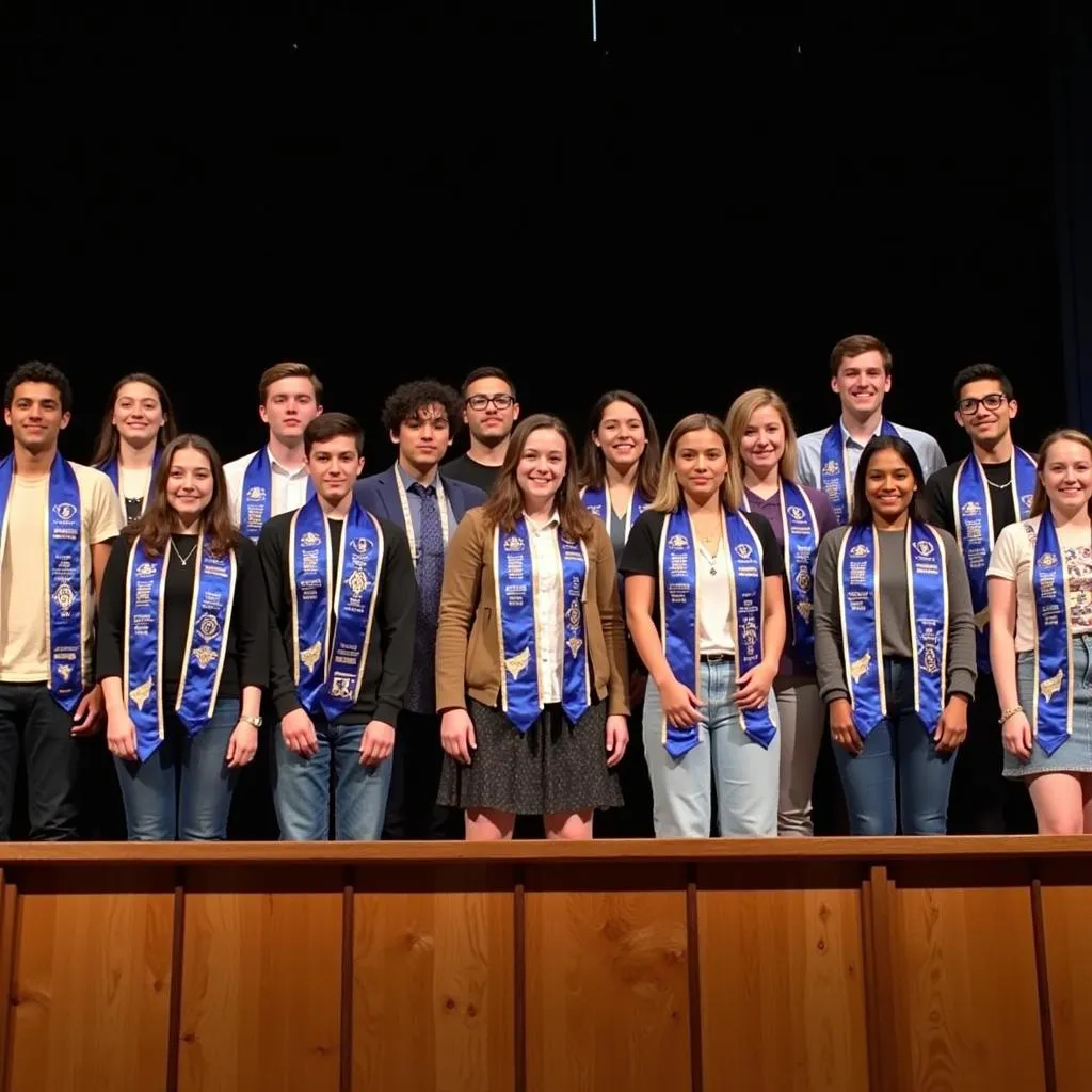 Students being inducted into the National Honors Society