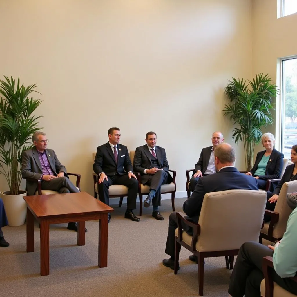 A serene memorial service taking place at the Neptune Society Castro Valley location