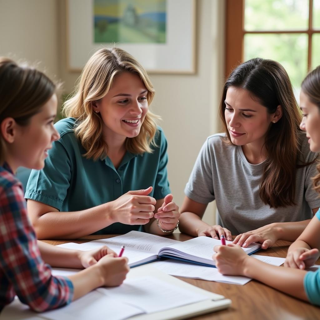  Compassionate Neptune Society counselor providing guidance and support to a family during end-of-life planning.