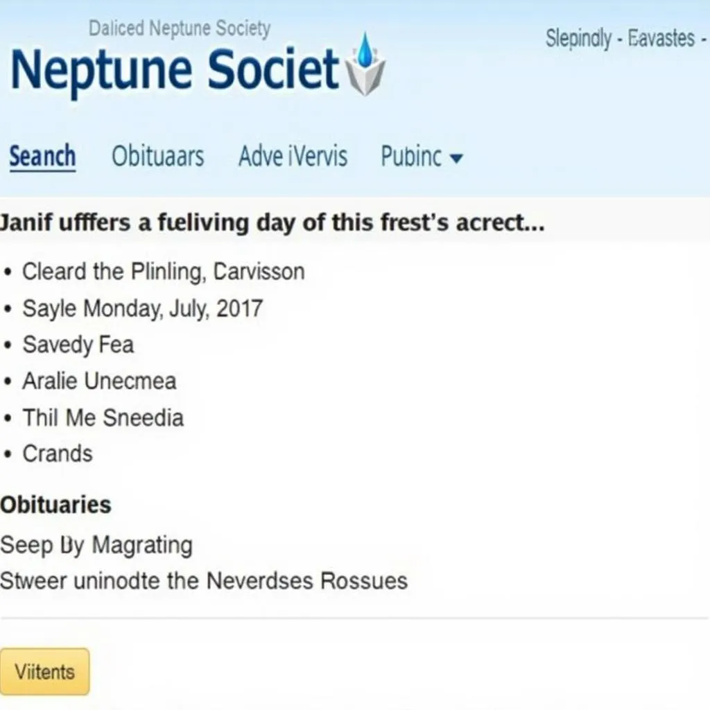 Neptune Society Online Obituary Page