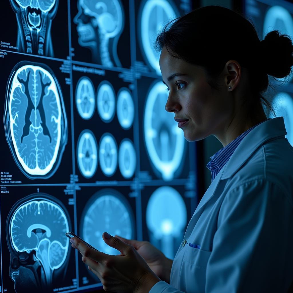 Neurohospitalist Reviewing Medical Imaging