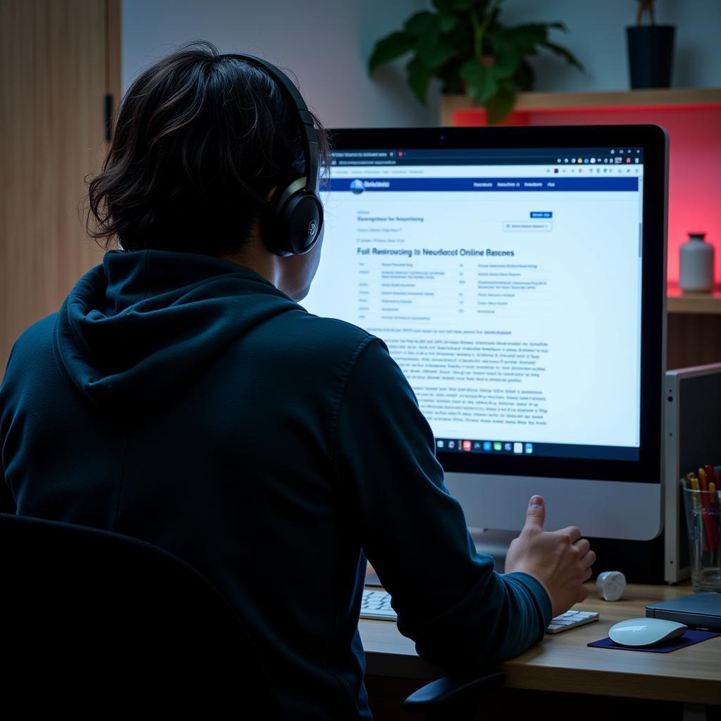 A neuroscientist accessing research articles through the Society for Neuroscience online portal