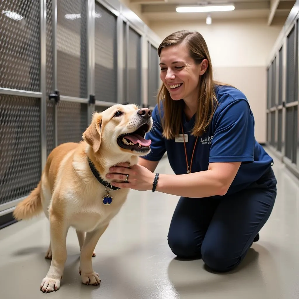 Volunteer with Dog at New Castle Humane Society