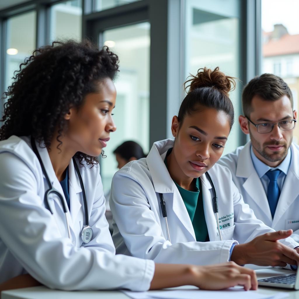 Ophthalmologists collaborating on a patient case