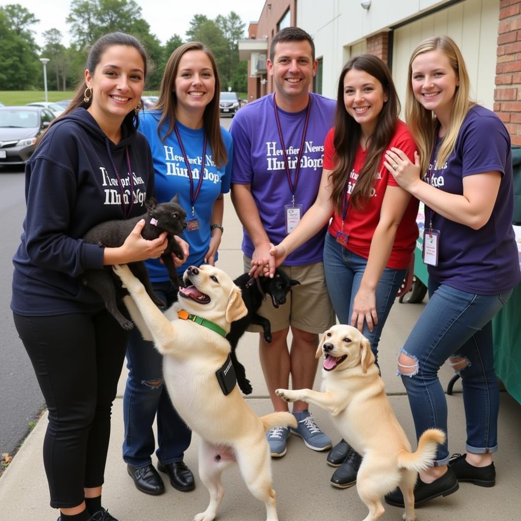 Community members interacting with animals at a Newport News Humane Society event