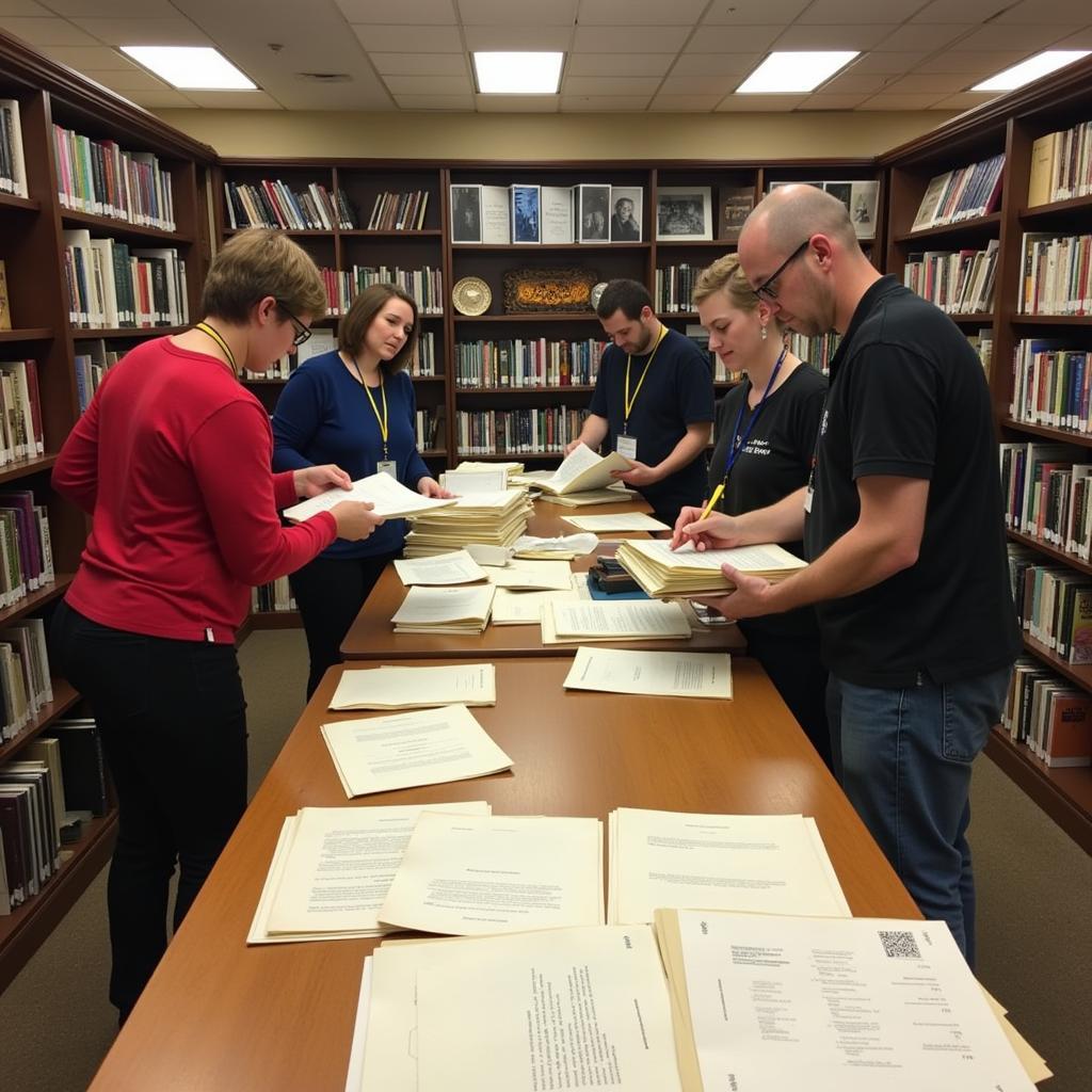 Researchers Exploring Archival Materials