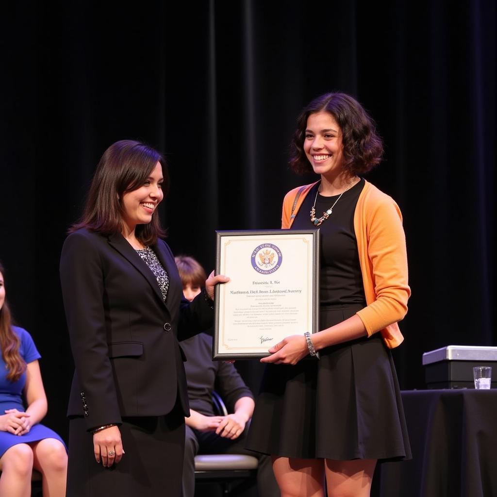 National Honor Society Student Receiving Award