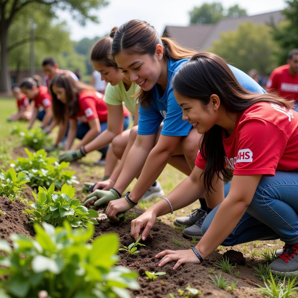 Students volunteering in their community