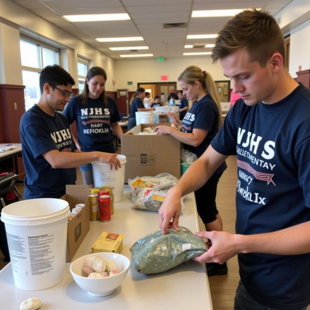 NJHS Students Volunteering at a Local Food Bank