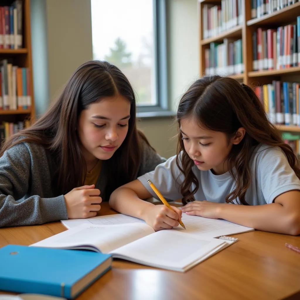 NJHS Student Tutoring Younger Student