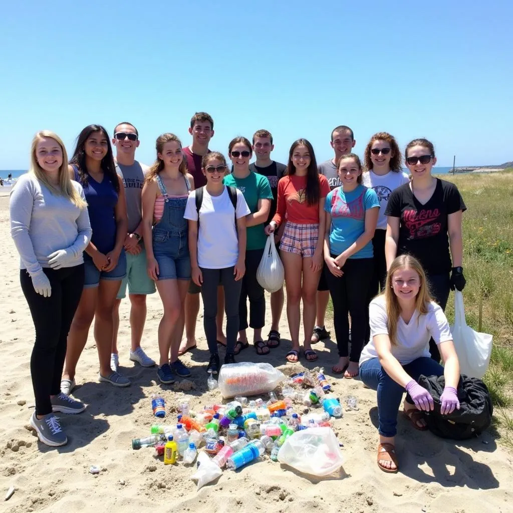 NJHS Students Participating in Beach Cleanup