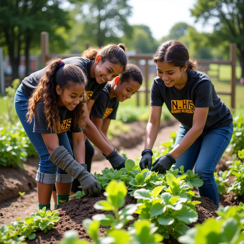 NJHS Students Volunteering at Community Garden