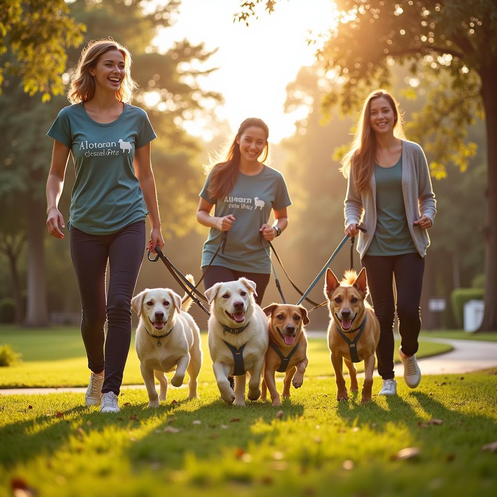 North Florida Humane Society Volunteers Walking Dogs