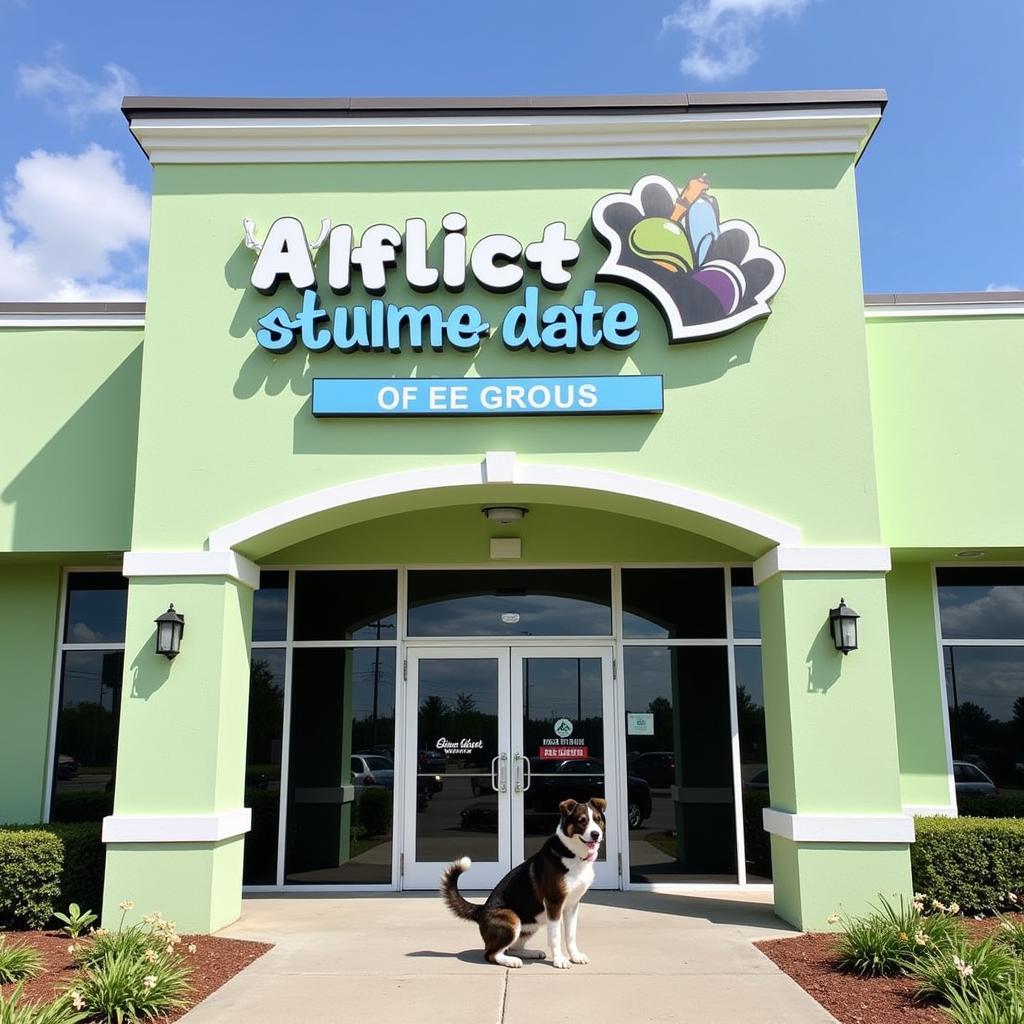 A welcoming exterior view of the Humane Society of North Myrtle Beach, bathed in warm sunlight.