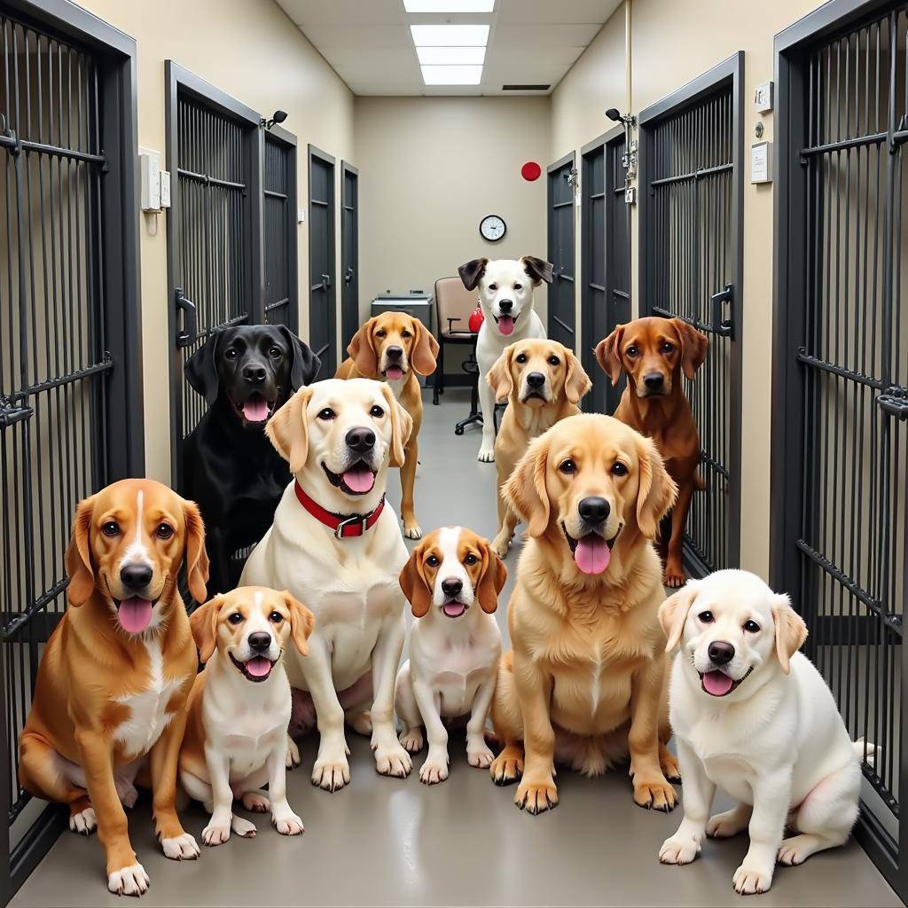 Dogs and cats waiting for adoption at the Northern Oklahoma Humane Society