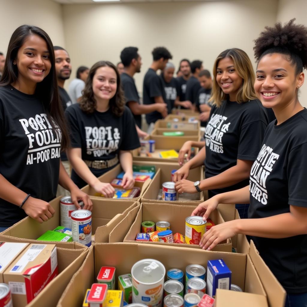 Students volunteering at a local food bank