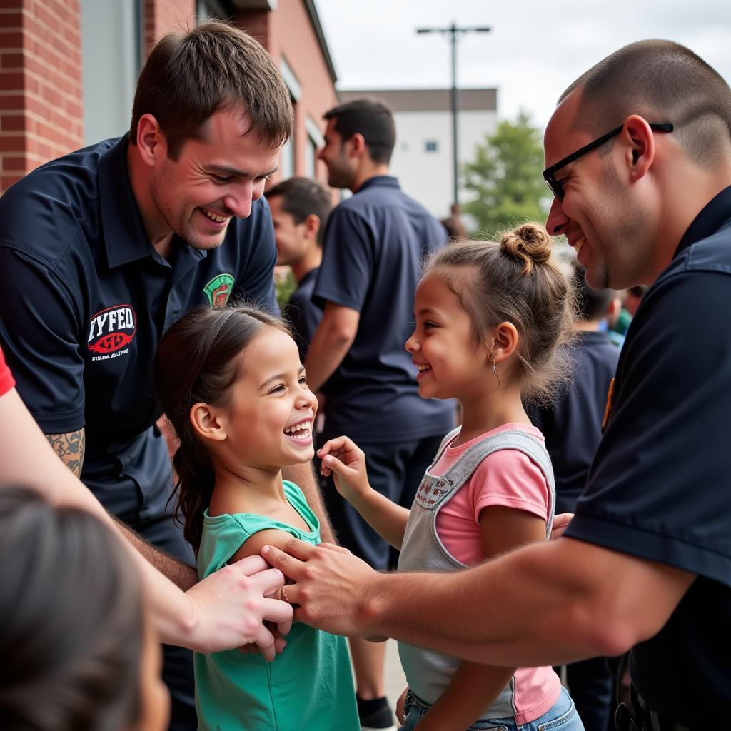 NYFD Emerald Society members at a community event