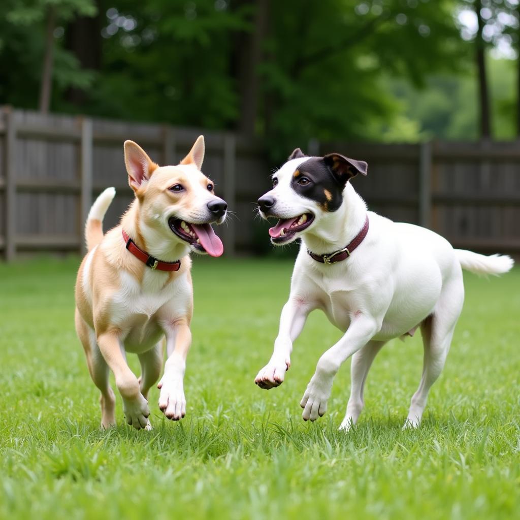 Dogs playing at the Oconto Humane Society