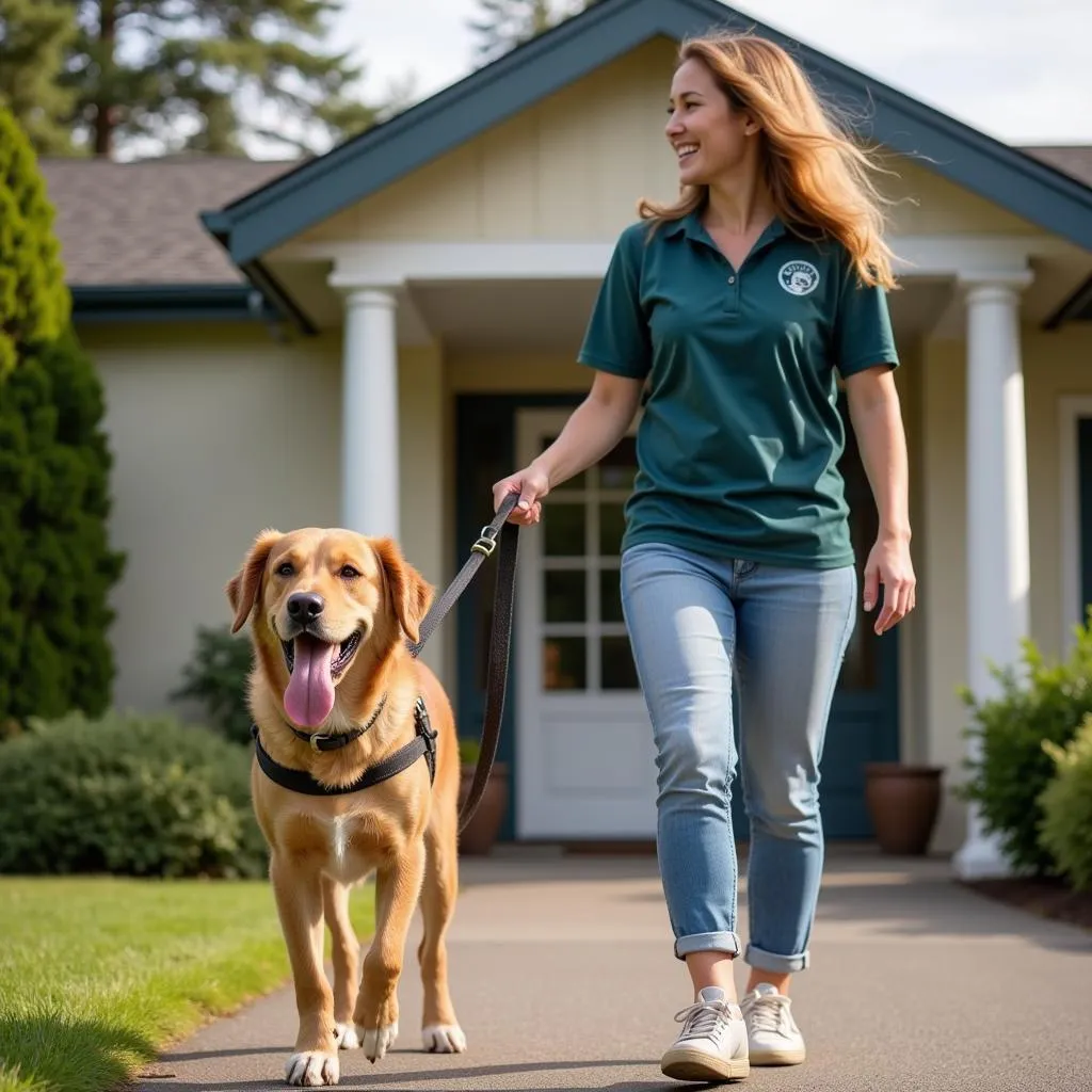 Volunteer Walking Dog